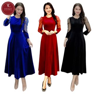 Đầm Cho Mẹ Đẹp, Váy Nữ Trung Niên Sang Trọng Cao Cấp Thu Đông Đi Chơi Dự Tiệc Du Lịch Dáng Dài Suông NX