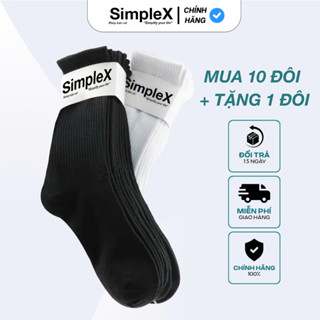 [SimpleX][PREMIUM][SET 10 ĐÔI + TẶNG 1] Tất Vớ Nam Nữ Trơn Unisex Cổ cao, Cổ Trung, Cổ Thấp