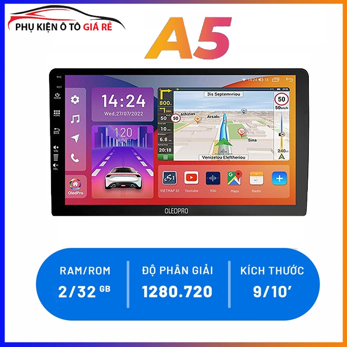 Màn hình OLEDPRO A5 lắp sim 5G, vào mạng, chỉ đường, radio, bluetooth, đa chức năng