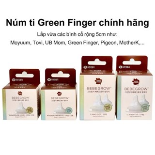 Núm ti bình sữa Green Finger BebeGrow Hàn quốc, núm ty 2 van thoát khí (lắp vừa bình moyuum , tovi , ubmom, pigeon.)