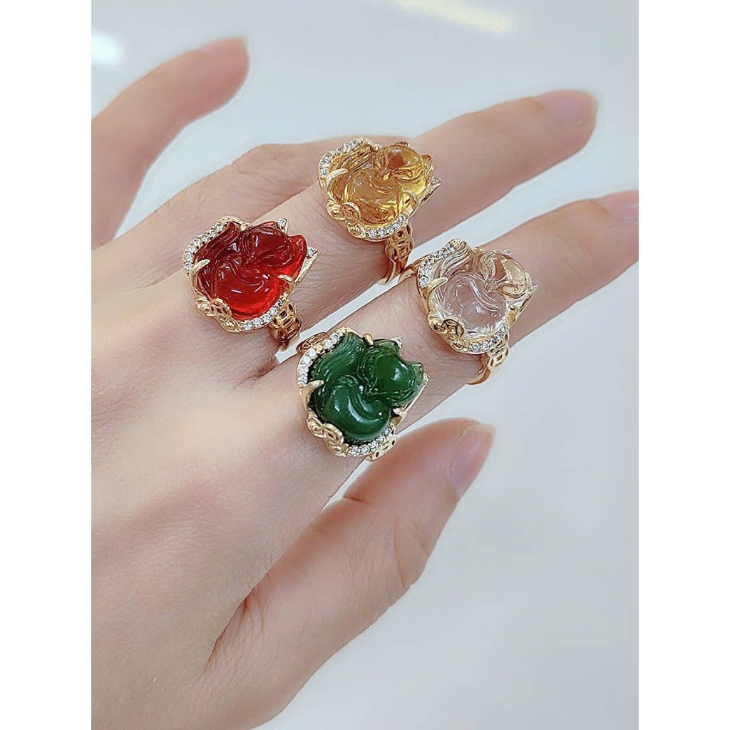 Nhẫn nữ hồ ly đồng đỏ không xi màu miền tây