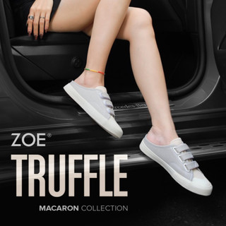  Giày Sục Đạp Gót Zoe Vải Linen phối Màu Xám  Mule Truffle Macaron   Hàng mới  