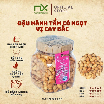 Đậu Nành Cỏ Ngọt Vị Cay Bắc Nam Xanh – Hũ 70g (90g), Snack Ăn Liền
