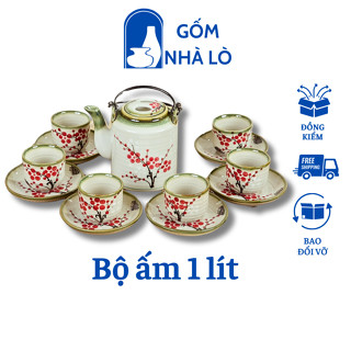 Ấm tích 1 LÍT gốm sứ bát tràng, ấm tích pha trà hãm chè, ấm tích giả cổ dung tích 1 lít