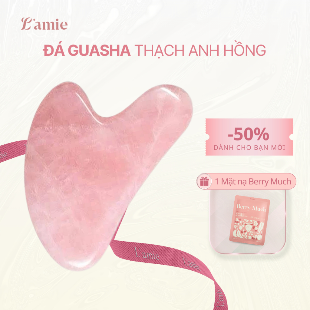 Đá Guasha Massage Mặt Thạch Anh Hồng L'AMIE