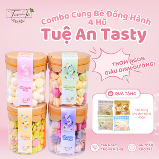 Combo Cùng Bé Đồng Hành 4 Hũ 250ml Bánh Ăn Dặm Dinh Dưỡng Tuệ An Tasty Sữa Chua Khô Mix Vị Lòng Đỏ Nguyên Vị Rau Củ