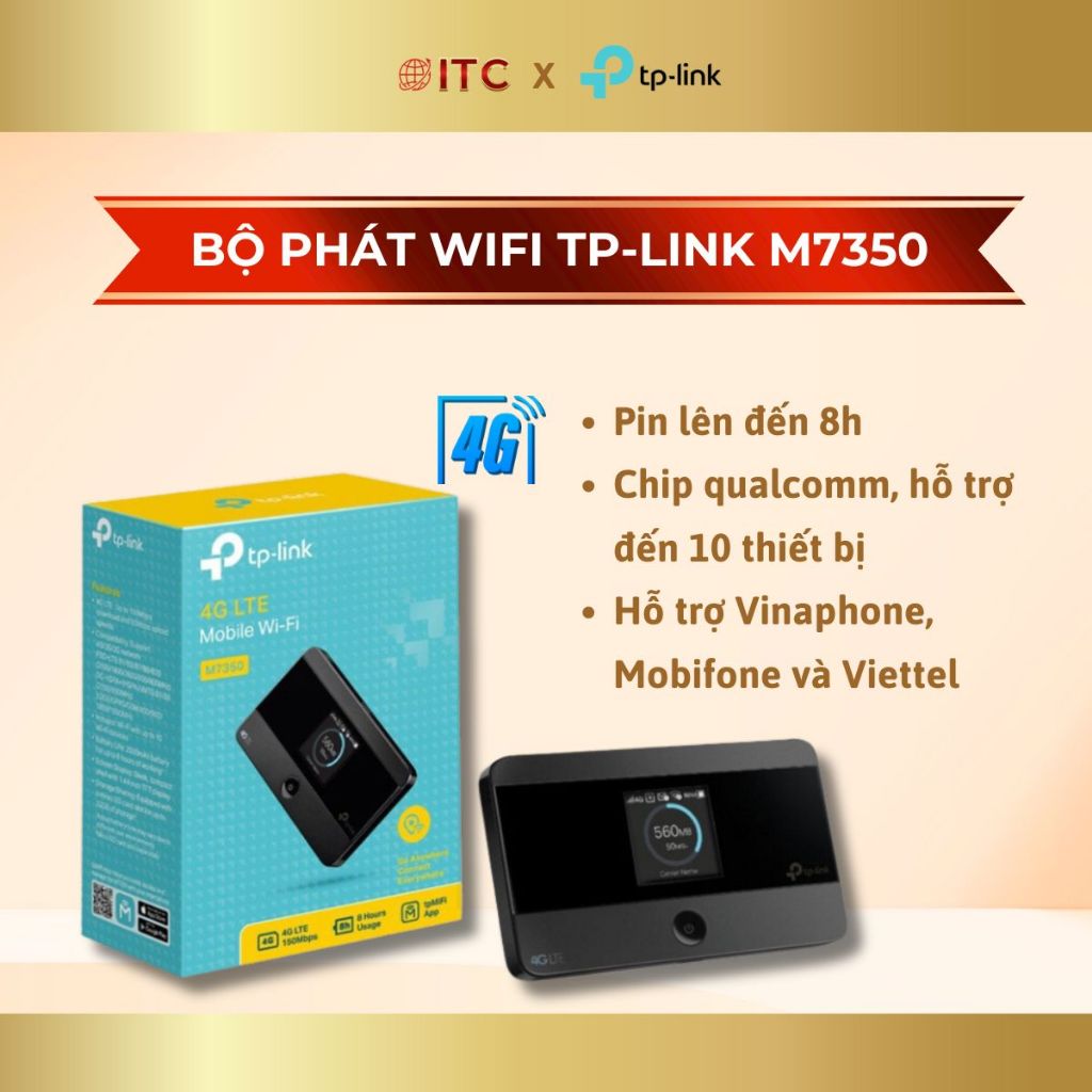 Bộ Phát Wifi Di Động TP-Link M7350 3G/4G LTE 150Mbps