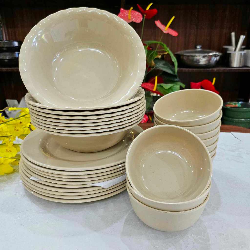 (10,20) TÔ, CHÉN, CƠM Meca - Chén cơm soup, tô hủ tiếu, dĩa cơm tấm. Dày, đẹp - Hàng Việt Nam