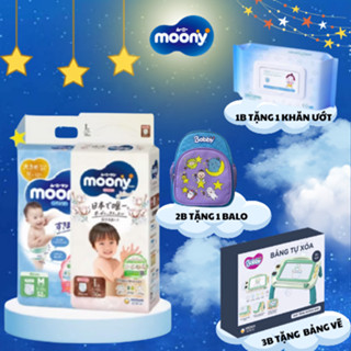 (tặng quà) Bỉm /Tã dán quần Moony Xanh Tiêu chuẩn/ trắng Natural  đủ size Nb96/S84/M58/ L54/ L44/ Xl38/XXL26