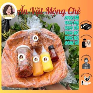 Bánh tráng dẻo tôm + bơ phô mai,bơ vàng + muối ruốc hành phi + sốt tắc + tóp mỡ + khô bò,khô gà.