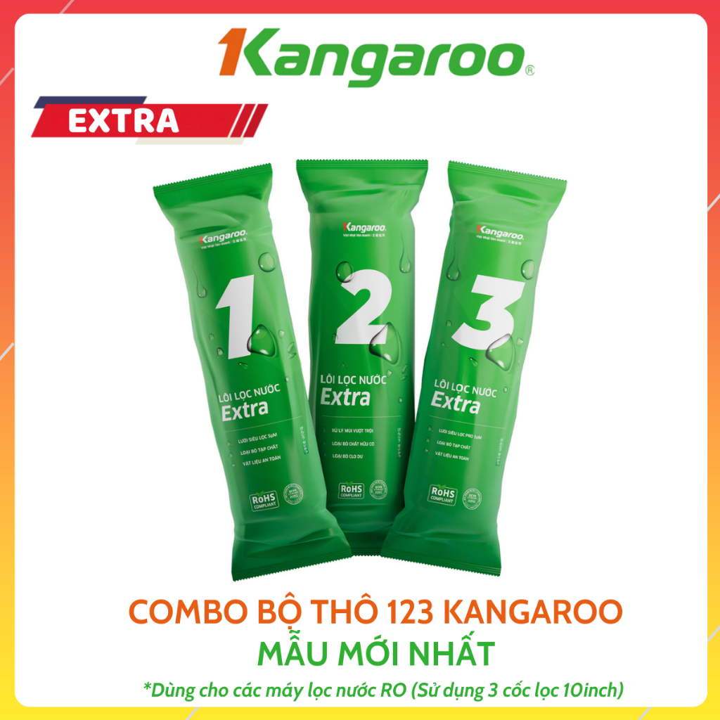 Combo Bộ Thô 123 Kangaroo Hàng Chính Hãng Dùng Cho Các Máy Lọc Nước RO Giúp Loại Bỏ Các Tạp Chất Cặn Bẩn,Chất Gây Mùi...