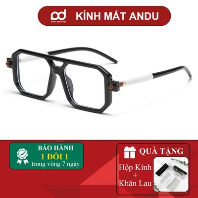 Gọng kính cận thời trang nam nữ ANDU dáng vuông phi công chống tia UV chất liệu nhựa cá tính - 8709