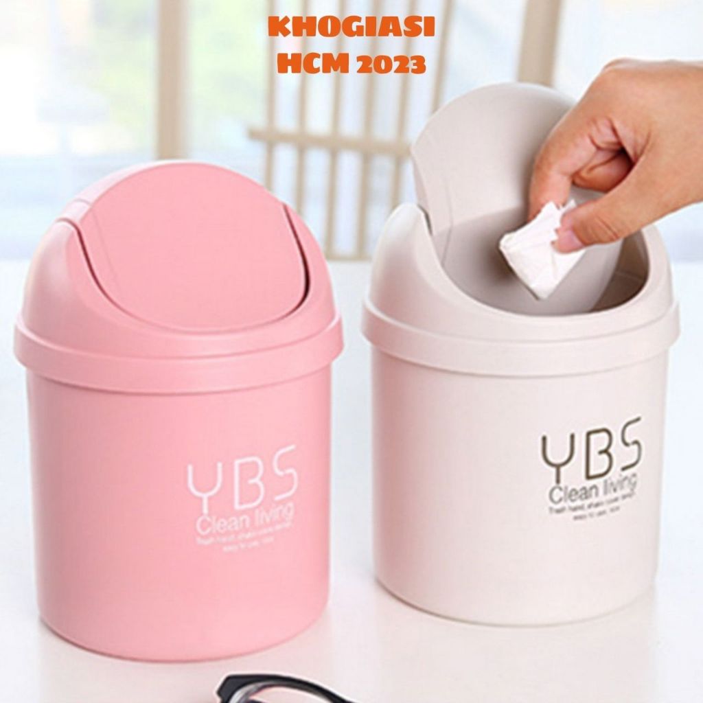 Thùng Đựng Rác Nắp Lật Mini Để Bàn YBS Đa Năng