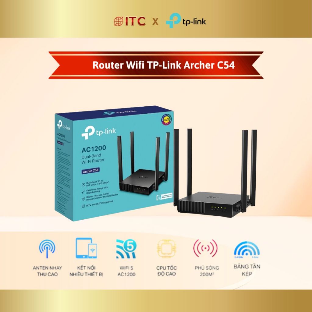 Bộ Phát Wifi TP-Link Archer C54 / C6 / C64/ C50 V6 Băng Tần Kép Kết Nối EasyMesh Chuẩn AC 1200Mbps