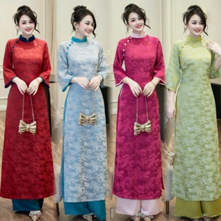 Áo dài cách tân, áo dài nữ gấm thiết kế áo dài tết 2025 dáng suông Áo dài Quỳnh Nguyễn