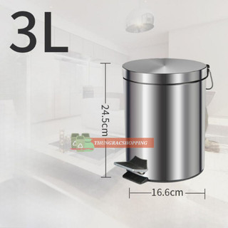 THÙNG RÁC ĐẠP CHÂN INOX 3L - BẠC