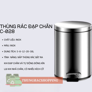 THÙNG RÁC ĐẠP CHÂN INOX 3L - BẠC