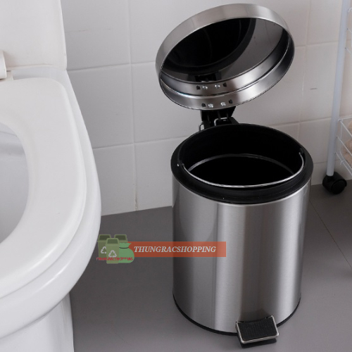 THÙNG RÁC ĐẠP CHÂN INOX 3L - BẠC