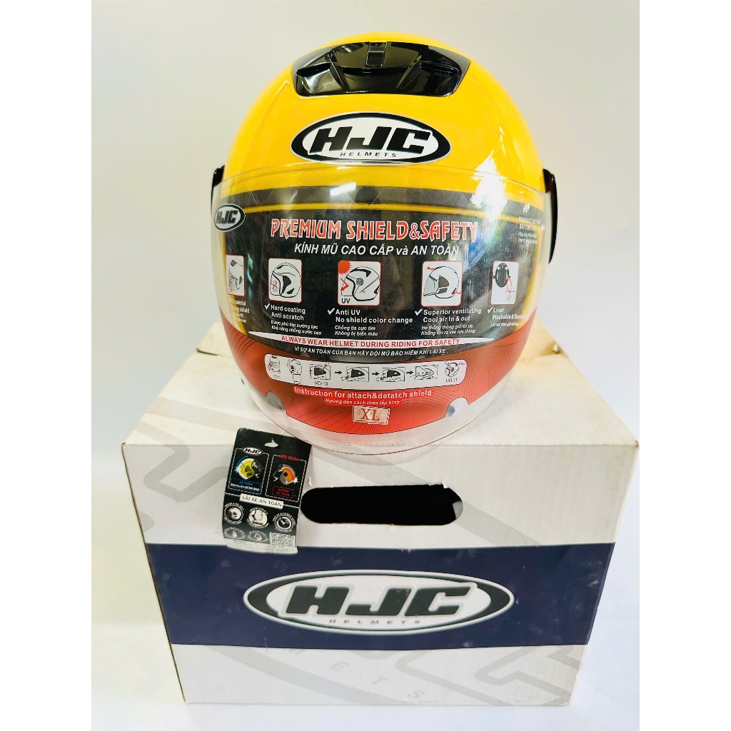 Mũ bảo hiểm 3/4 VO-20 VÀNG HJC cao cấp chính hãng bảo hành 2 năm
