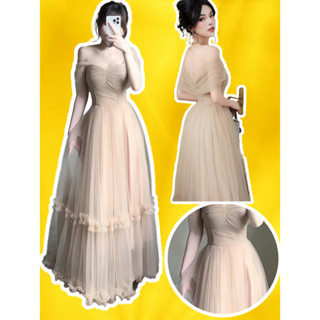 Đầm Váy Công Chúa Trễ Vai Tơ Lưới 3 lớp40-65KG bigsize Maxi cúp ngực hở lưng xoè dài Sang Chảnh dự tiệc cưới LOYAL