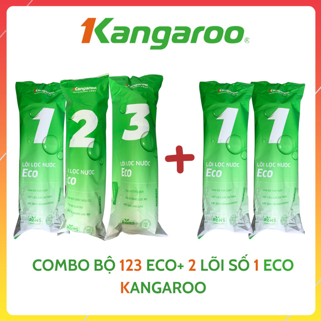 Combo Lõi Lọc Nước Eco Kangaroo Gồm Bộ Thô Và 2 Lõi Số 1 Giúp Loại Bỏ Tạp Chất Cặn Bẩn, Chất Gây Mùi...