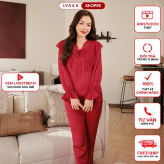  Bộ Mặc Nhà Nữ LYSILK Đồ Ngủ Lụa Cao Cấp Thiết Kế Áo Cộc Tay Quần Dài BN402 