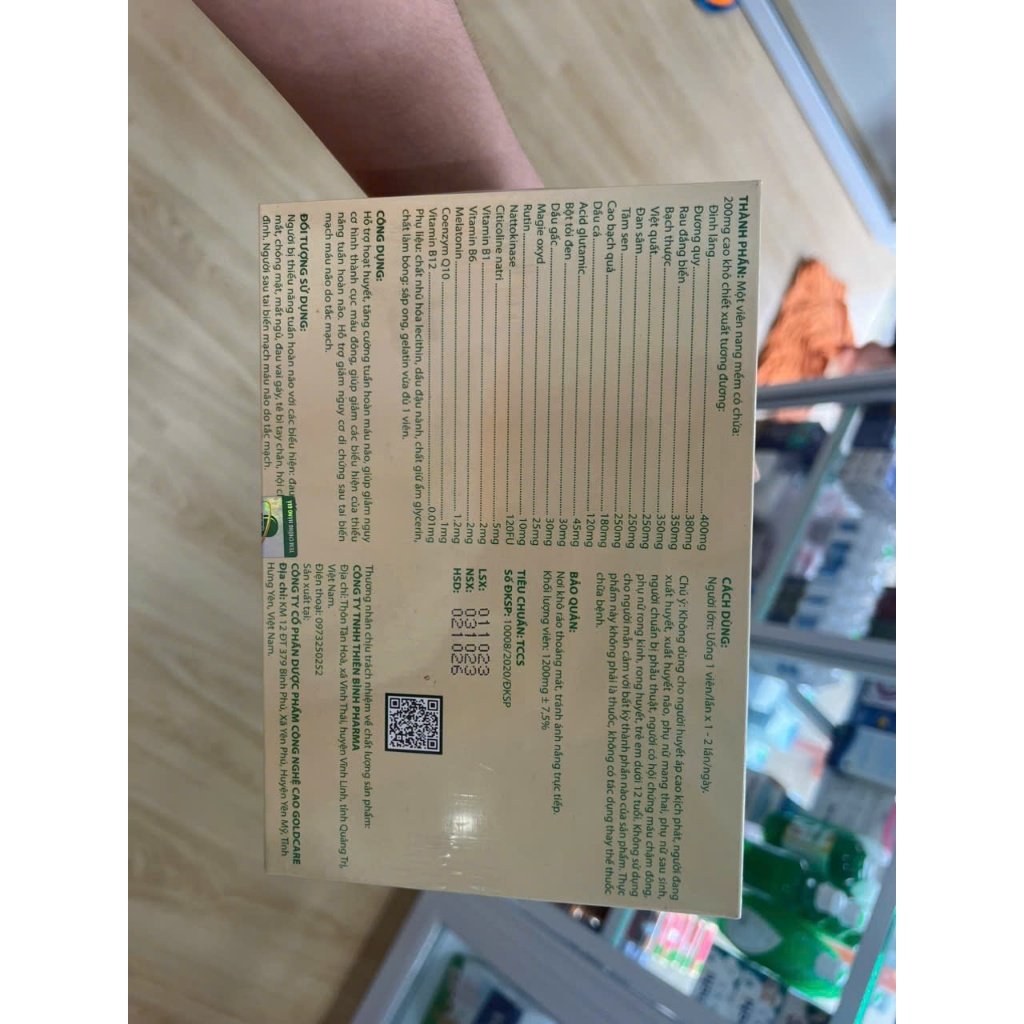 Brain Tonic Thiên Bình -  Hỗ trợ hoạt huyết,tăng tuần hoàn máu. Giảm nguy cơ hình thành cục máu đông