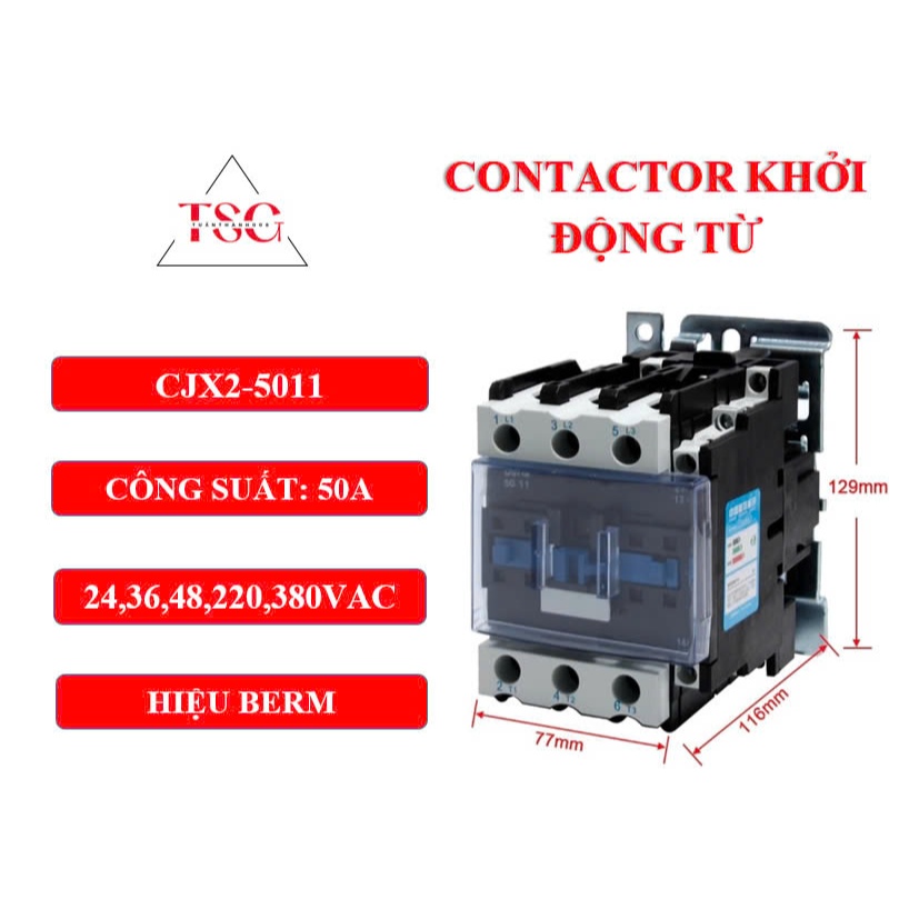 Khởi Động Từ - Contactor 50A - CJX2-5011 BERM ( HÀNG MỚI 100% )
