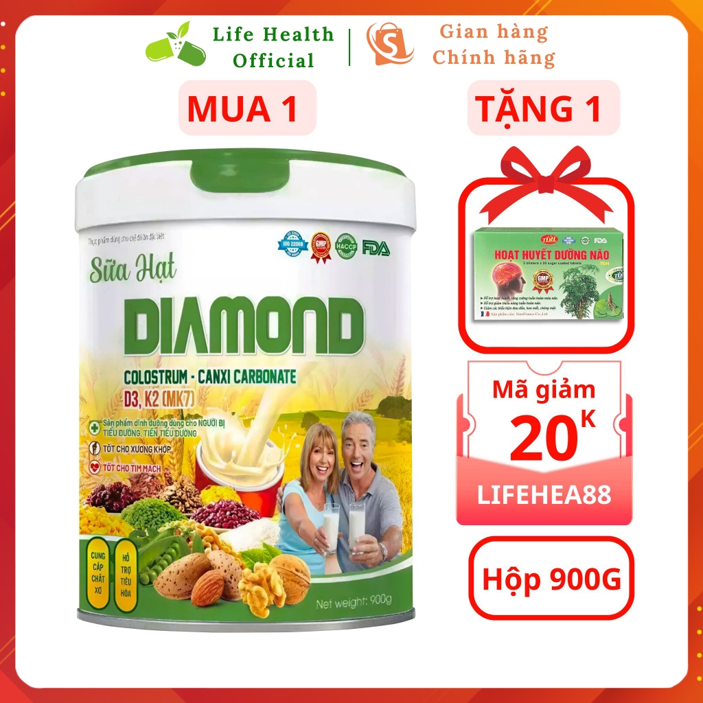 [ CHÍNH HÃNG ] Sữa hạt Diamond (900G) - dành cho người tiểu đường, người ăn kiêng, người bị bệnh xương khớp và tim mạch