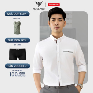Áo Sơ Mi Dài Tay Nam Musland Cao cấp, Chống nhăn tốt, Thiết Kế Nẹp Cúc Áo Phối Dây Viền Trẻ Trung, Hàn Quốc SM22101