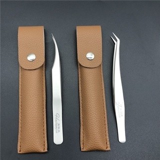 (BAO TEST, tặng kèm bao da) Nhíp cong 45 độ, nhíp cong nối mi volume