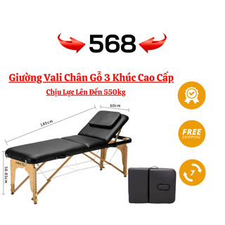 [ Giường Nhập Khẩu ] Giường Vali Chân Gỗ 3 Khúc, Giường Massage, Giường Xếp Vali Chuyên Dụng Cho Spa