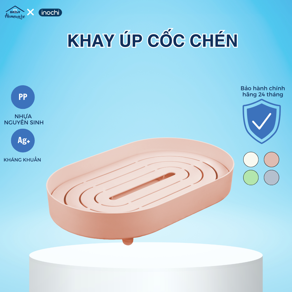 Khay úp cốc chén Oval Sano thương hiệu Inochi, khay úp cốc nhựa, giá úp cốc chén cao cấp