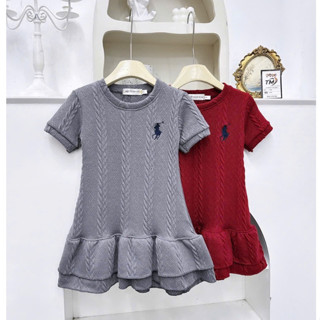  Đồ bé gái  Váy cho bé gái Váy len thừng màu đỏ cộc tay liên thân basic cho bé gái diện Tết Noel 10-36kg Hanna Kids 