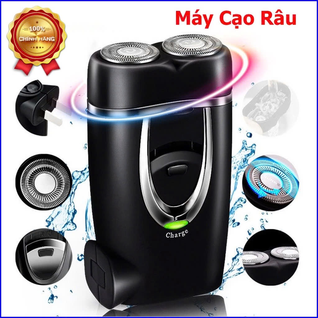 [ LK-188 ]Máy cạo râu nam 2 lưỡi cạo tự mài bén, sạc điện 220v trực tiếp dễ dàng tiện lợi
