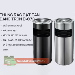 Thùng rác Inox gạt tàn thuốc tròn, Thùng rác gạt tàn văn phòng