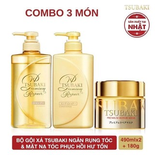  Dầu gội Tsubaki giảm gãy rụng - Dầu xả Tsubaki premium vàng giảm gãy rụng- Ủ tóc Tsubaki premium hair mask giảm gãy rụng 