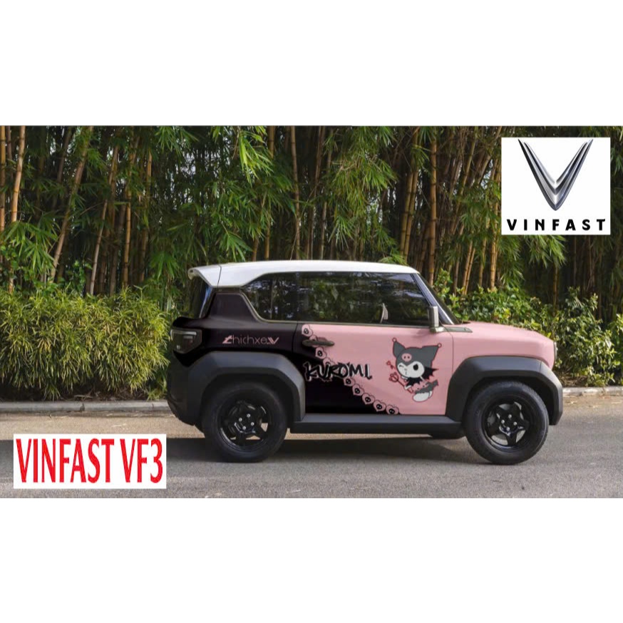 Tem dán xe VF3 mẫu Kuromi xe Hồng nhiều mẫu | Decal chống nước, chống phai màu