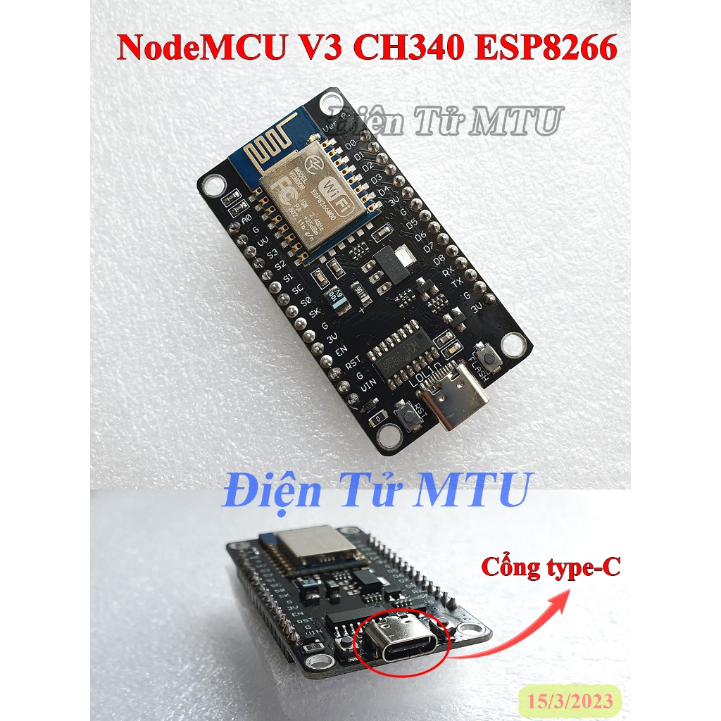 NodeMCU V3 CH340 - Kit Thu Phát WiFi ESP8266  - Cổng Type-C