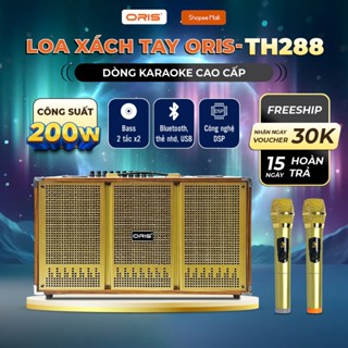 Loa Karaoke di động xách tay cao cấp Oris TH 288,công suất 200W tặng kèm 02 micro không dây chống hú  - Oris_Profesional