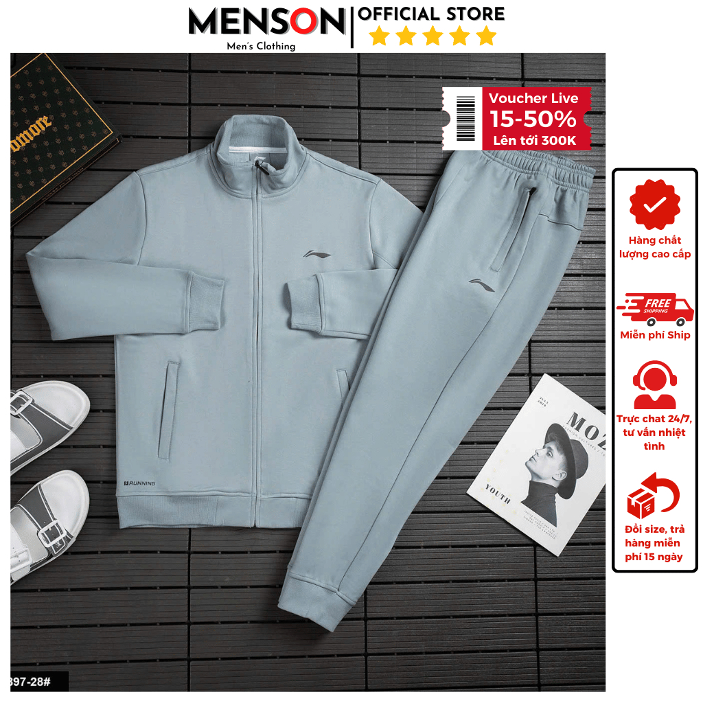 Bộ thể thao nam Lining thu đông hàng hiệu cao cấp, phom dáng đẹp, chất nỉ dày dặn mềm mại thiết kế 2