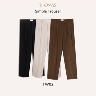 Quần Âu ống suông dáng đứng form vải dệt cao cấp Basic Trouser Black THOMAS STU TW02D