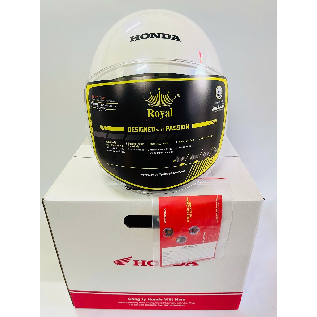 Mũ bảo hiểm 3/4 Honda trắng chính hãng