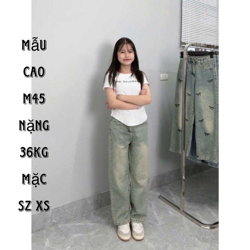 QUẦN JEANS NỮ ỐNG SUÔNG TRƠN WASH BỤI DÀNH CHO NẤM LÙN (9 tấc) dưới m53