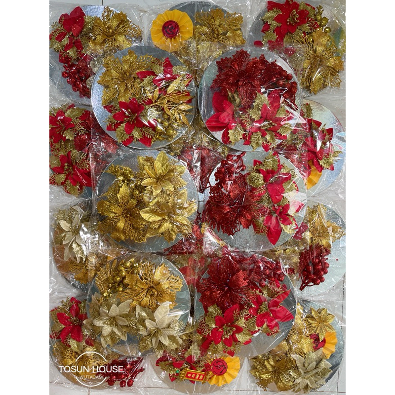 Sét phụ kiện trang trí, tráp, oản làm tháp bánh, tháp bia, tháp nước ngọt trang trí TẾT (TẶNG KÈM KE