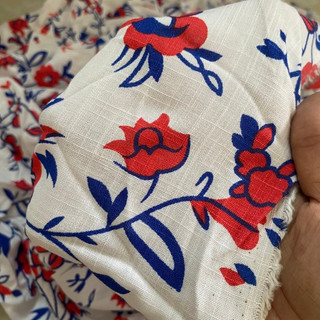 Vải Linen Họa Tiết Hoa Khổ 1m3 - Co Giãn Nhẹ, Mềm Mại - May Áo Sơ Mi, Đầm, Váy, Đồ Thiết Kế