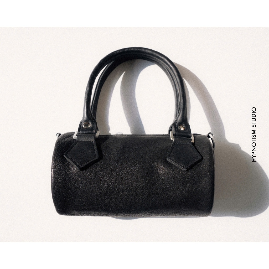 HYPNOTISM | BARREL LEATHER BAG - Túi da bò dáng tròn đeo chéo nam nữ streetwear form nhỏ gọn