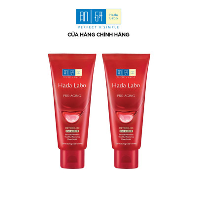 Combo 2 Sữa rửa mặt cải thiện dấu hiệu lão hóa dạng kem Hada Labo Pro-Aging Retinol B3 Cleanser 80g