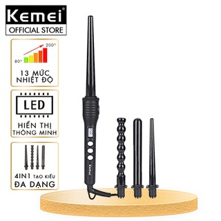 Máy uốn tóc chuyên nghiệp 4in1 KEMEI KM-4083 với 4 đầu uốn thay thế dùng để uốn xoăn, uốn lọn - Hàng chính hãng
