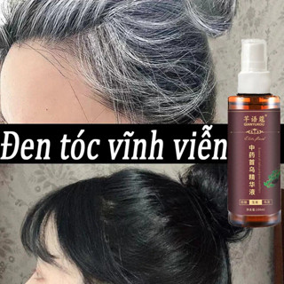 Xịt đen tóc Herbal, tinh chất linh chi đen tóc Herbal, Herbal gray hair, serum phủ bạc làm đen tóc an toàn 100ml